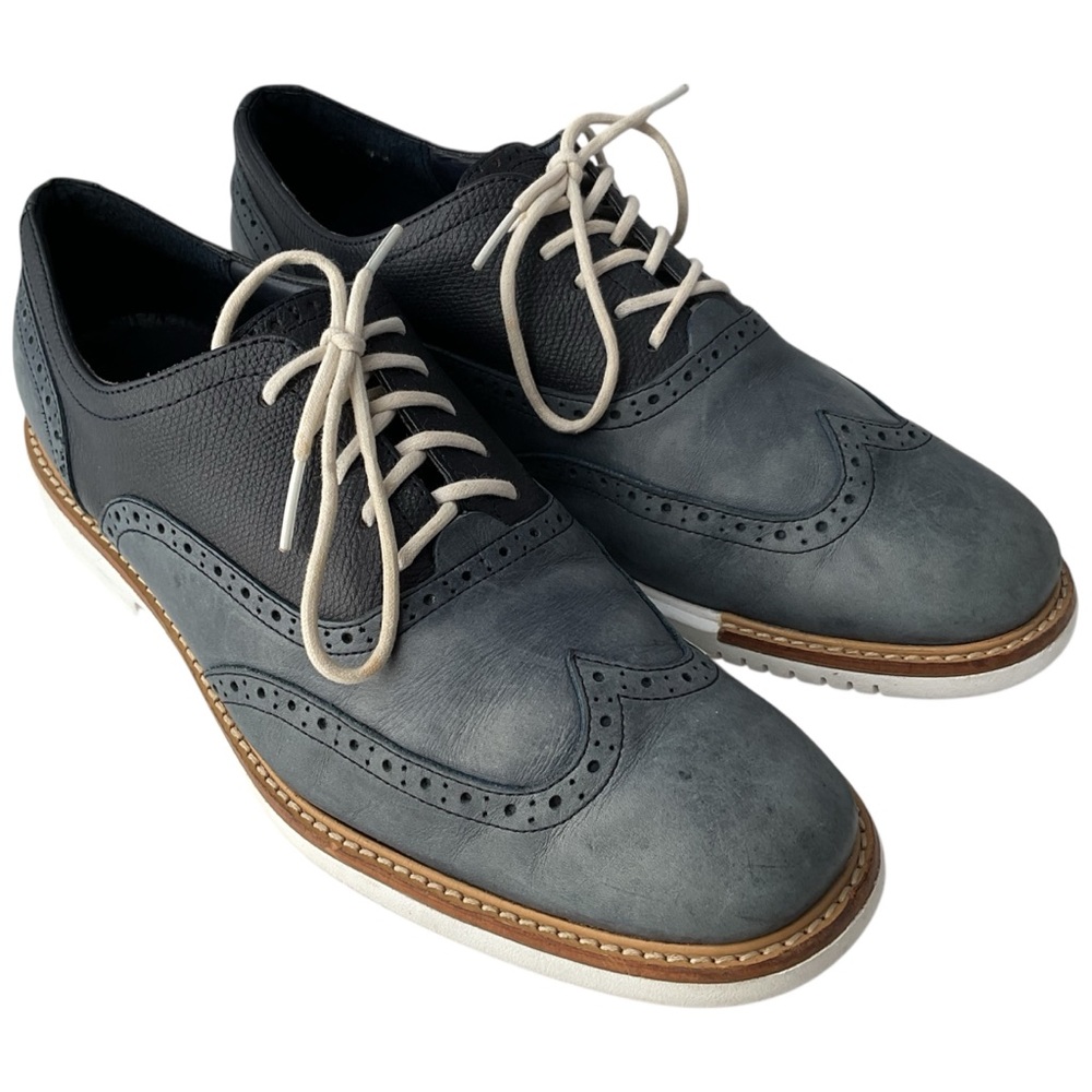 Cole Haan C11496 Blue Distressed Leather Wingtip Brogue Oxfords Men’s Size 9M